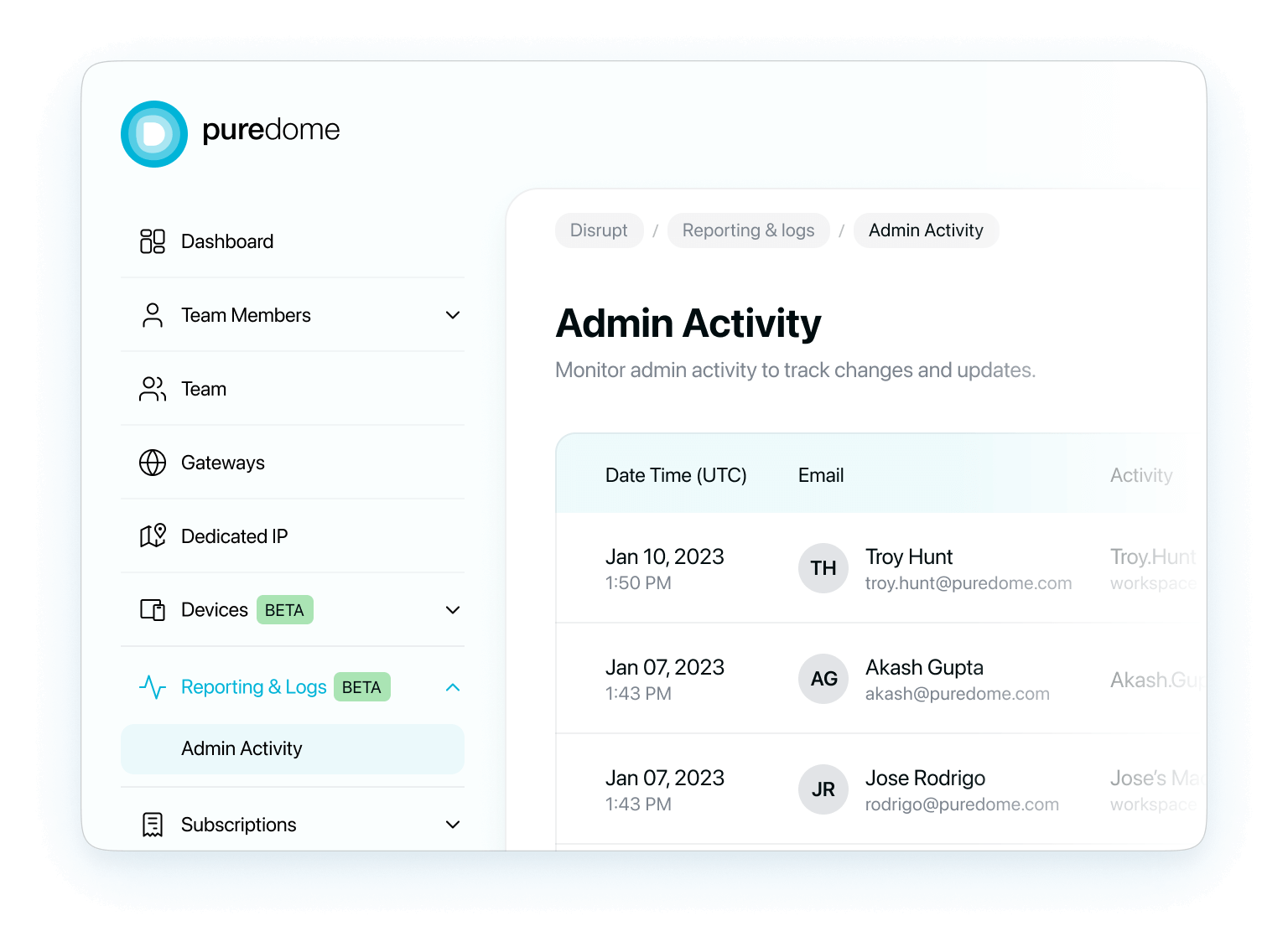 reporting and logs