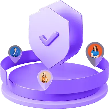 PureVPN 3D Security Shield with Team Member Avatars